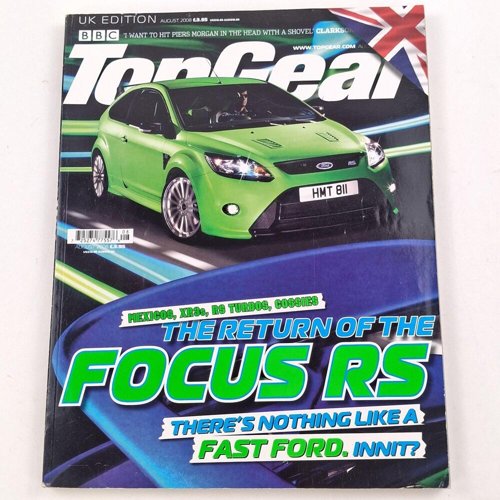 Top Gear Magazine August 2008 Focus RS Fast Ford Performance Cars UK Edition